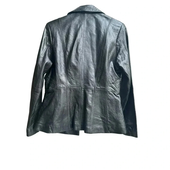 Wilsons Pelle Studio Leather Jacket Women's Size S Black 2 Button Tapered Waist - Picture 2 of 7